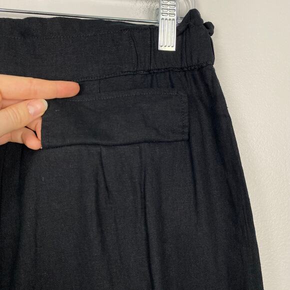Zara Baggy Linen Trouser Cargo Pant Black Tapered Leg Pockets Cuffed Size 6 - Picture 7 of 10